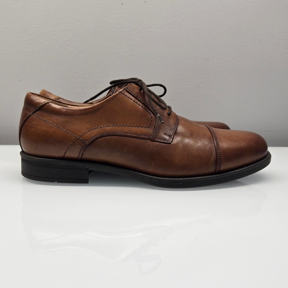 Florsheim Cap Toe Derby Dress Shoes Mens 10.5D Cognac Brown Leather Comfortech